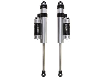 icon 2003-2024 toyota 4runner/2005-2023 toyota tacoma/2007-2014 toyota fj cruiser, front 2.5 vs long travel piggyback reservoir w/ cdcv secondary shocks, pair 59701cp-cb - image