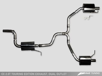 awe tuning 09-17 vw cc touring edition exhaust dual outlet - diamond black tips 3010-33022 - image