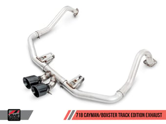 awe tuning 17-21 porsche 718 boxster / cayman track edition exhaust - chrome silver tips 3010-32038 - image