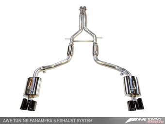 awe tuning 10-13 porsche panamera s/4s touring edition exhaust system - diamond black tips 3010-42034 - image