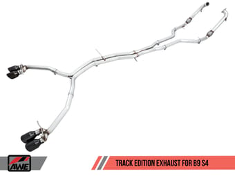 awe tuning 18-21 audi b9 s4 track edition exhaust - non-resonated (silver 102mm tips) 3010-42054 - image
