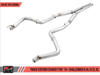 awe tuning 15-21 dodge challenger 6.4l/6.2l supercharged track edition exhaust - use stock tips 3015-11050 - image