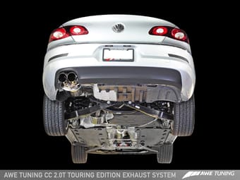 awe tuning 09-17 vw cc 2.0t touring edition performance exhaust - diamond black tips 3015-23014 - image