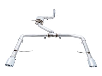 awe tuning 19-21 volkswagen jetta gli mk7 - resonated - track exhaust - chrome silver tips (fits high-flow dp) 3015-22068 - image