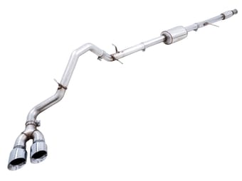 awe tuning 19-22 4th gen gm 1500 5.3l 0fg catback dual side exit (flat bumper) - chrome tips 3015-22207 - image