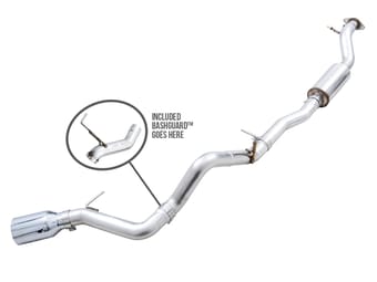 awe tuning 21-22 ford bronco 0fg single rear exit exhaust w/chrome silver tip & bash guard 3015-22789 - image