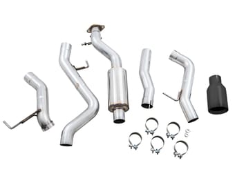awe tuning 21-22 ford bronco 0fg single rear exit exhaust w/diamond black tip & bash guard 3015-23789 - image