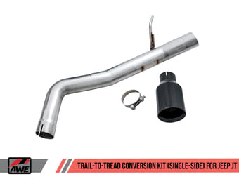 awe tuning 20-22 jeep gladiator 3.6l trail-to-tread (single-side) conversion kit w/diamond blk tip 3015-23063 - image