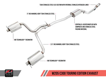 awe tuning 15-18 mercedes-benz w205 c300 touring edition exhaust 3015-31014 - image