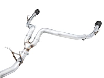 awe tuning 19-22 ram 1500 5.7l (w/cutouts) 0fg dual rear exit cat-back exhaust - diamond black tips 3015-33006 - image
