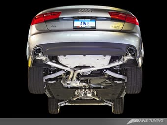 awe tuning 12-15 audi c7 a6 3.0t touring edition exhaust - dual outlet diamond black tips 3015-33052 - image