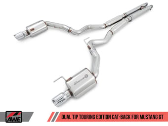 awe tuning 15-17 ford s550 mustang gt cat-back exhaust - touring edition (chrome silver tips) 3015-32084 - image