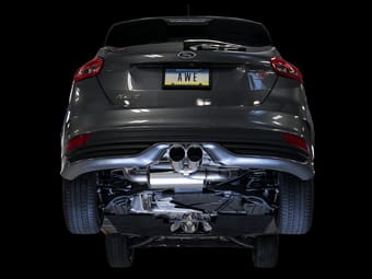 awe tuning 13-18 ford focus st touring edition cat-back exhaust - non-resonated - diamond black tips 3015-33092 - image