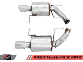 awe tuning 11-14 s197 mustang gt axle-back exhaust - touring edition (chrome silver tips) 3015-32094 - image