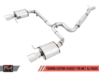 awe tuning 17-19 vw mk7 golf alltrack/sportwagen 4motion touring edition exhaust - polished silver tips 3015-32098 - image