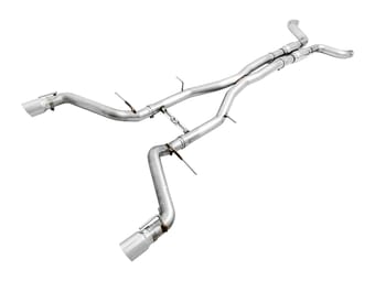 awe tuning 16-22 chevy camaro ss resonated cat-back exhaust - track edition (chrome silver tips - dual outlet) 3015-32100 - image