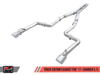 awe tuning 17-22 dodge charger 5.7l track edition exhaust - diamond black tips 3015-33134 - image