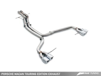 awe tuning 14-18 porsche macan touring edition exhaust system - chrome silver 102mm tips 3015-42068 - image
