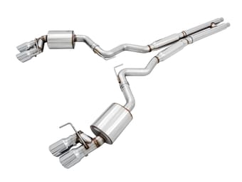 awe tuning 18-22 ford mustang gt (s550) cat-back exhaust - touring edition (quad chrome silver tips) 3015-42102 - image