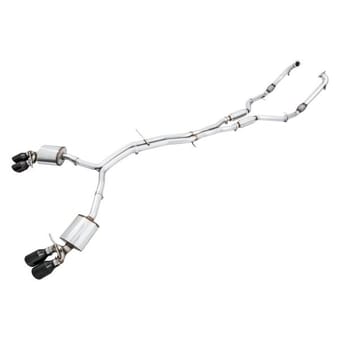 awe tuning 18-21 audi b9 s5 coupe 3.0t touring exhaust (resonated for perf. dp) 102mm - chrome silver tips 3015-42122 - image