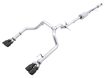 awe tuning 19-22 4th gen gm 1500 5.3l 0fg catback split rear exit (w/ bumper cutouts) - quad diamond black tips 3015-43202 - image