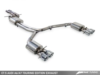 awe tuning 16-18 audi c7.5 a7 3.0t touring edition exhaust - quad outlet diamond black tips 3015-43074 - image