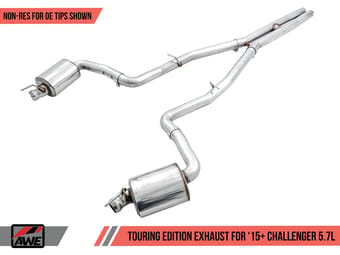 awe tuning 17-22 dodge challenger 5.7l touring edition exhaust - non-resonated - stock tips 3020-11030 - image