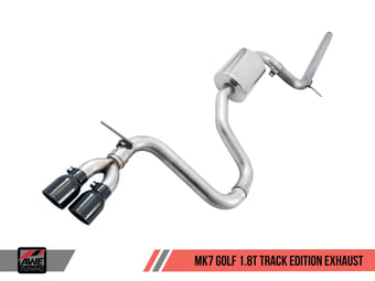awe tuning 15-17 vw mk7 golf 1.8t track edition exhaust w/chrome silver tips (90mm) 3020-22020 - image