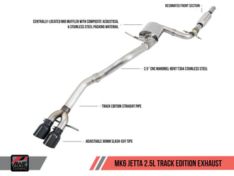 awe tuning 11-13 vw mk6 jetta 2.5l track edition exhaust - diamond black tips 3020-23030 - image