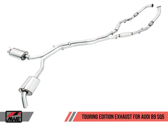 awe tuning 18-22 audi b9 sq5 resonated touring edition cat-back exhaust - no tips (turn downs) 3015-31016 - image
