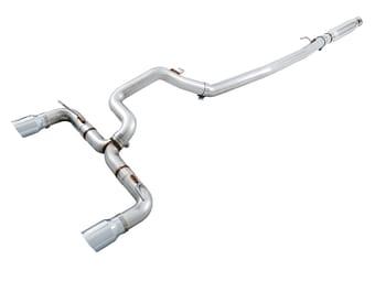 awe tuning 16-18 ford focus rs track edition cat-back exhaust - chrome silver tips 3020-32030 - image