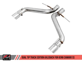 awe tuning 16-22 chevrolet camaro ss axle-back exhaust - track edition (chrome silver tips) 3020-32049 - image