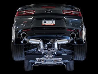 awe tuning 16-22 chevy camaro ss non-resonated cat-back exhaust -touring edition (diamond black tip) 3020-33054 - image