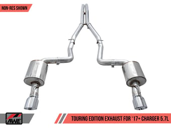 awe tuning 17-22 dodge charger 5.7l touring edition exhaust - non-resonated - chrome silver tips 3020-32060 - image