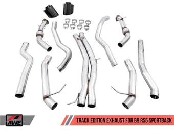 awe tuning 19 audi b9 rs5 sportback track edition exhaust- non resonated - diamond black rs-style tips 3020-33060 - image