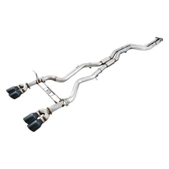 awe tuning 15-20 bmw f8x m3/m4 non-resonated track edition exhaust - chrome silver tips (90mm) 3020-42050 - image