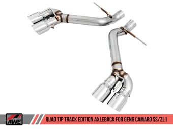 awe tuning 16-22 chevrolet camaro ss axle-back exhaust - track edition (quad chrome silver tips) 3020-42067 - image