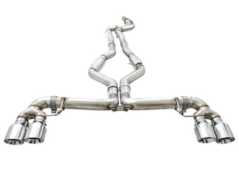awe tuning 19-22 bmw m340i (g20) track edition exhaust - quad chrome silver tips 3020-42078 - image