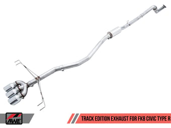 awe tuning 17-21 honda civic type r track edition exhaust w/front pipe & triple diamond black tips 3020-53002 - image