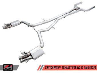 awe tuning 18-20 mercedes-benz w213 amg e63/s sedan/wagon switchpath exhaust system - for dpe cars 3025-31044 - image