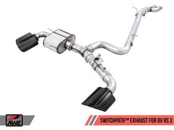 awe tuning 17-20 audi rs3 8v switchpath exhaust w/diamond black rs-style tips 3025-33034 - image