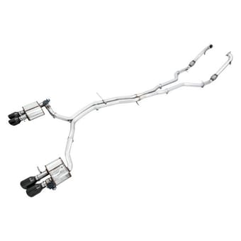 awe tuning 18-21 audi b9 s4 3.0t switchpath exhaust (resonated for perf. dp) 90mm - chrome silver tips 3025-42050 - image