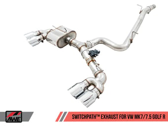 awe tuning 15-17 volkswagen golf r mk7 switchpath exhaust w/diamond black tips 102mm 3025-43068 - image