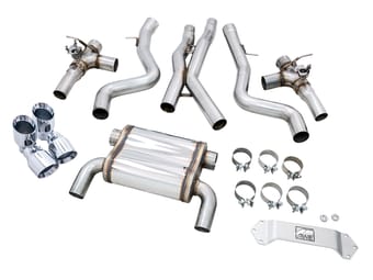 awe tuning 15-20 bmw f8x m3/m4 switchpath catback exhaust - chrome silver tips 3025-42070 - image
