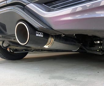 hks hi-power muffler 2014+ honda fit sport gk5 w/ carbon tips 32016-kh001 - image
