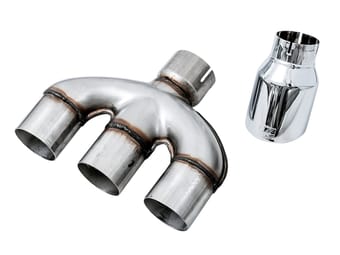 awe tuning 17-20 honda civic si 1.5l turbo dual-to-triple tip conversion kit - chrome silver tip 3810-52018 - image