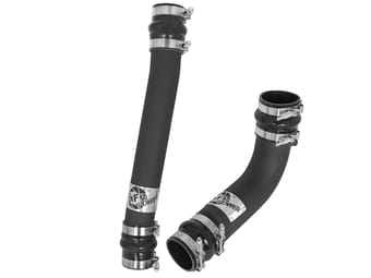 afe bladerunner 2.75in hot 3.5in cold side intercooler tubes w/ coupling clamp kit 10-12 dodge 6.7l 46-20084-b - image