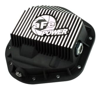 afe power front differential cover 5/94-12 ford diesel trucks v8 7.3/6.0/6.4/6.7l (td) machined fins 46-70082 - image