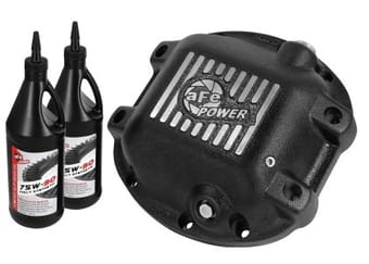 afe power differential cover machined fins 97-15 jeep dana 30 w/ 75w-90 gear oil 2 qt 46-70192-wl - image