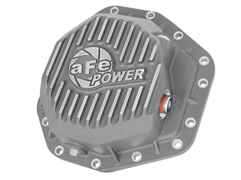 afe power street ser rear diff cover raw w/mach fin 2017-2021 ford diesel trucks v8-6.7l(td) dana m275-14 46-70350 - image